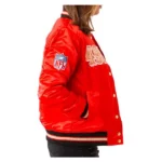 Women red bomber jacket