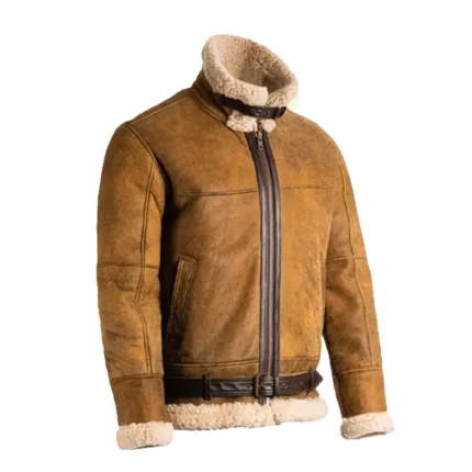 Mens Aviator Camel Brown Leather Jacket