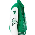 green and white varsity jacket