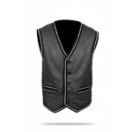 Warriors black leather vest