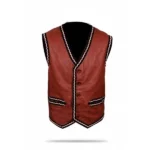 Warriors brown leather vest