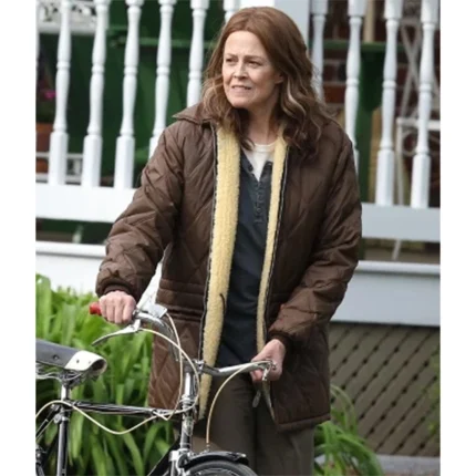 Call Jane 2022 Sigourney Weaver Brown Quilted Jacket