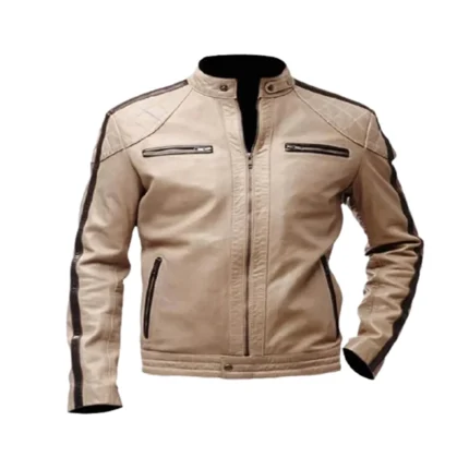 Mens Beige Leather Jacket