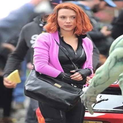 Scarlett Johansson Pink Fleece Jacket