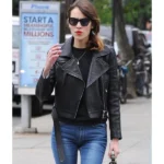 Alexa Chung Black Leather Jacket