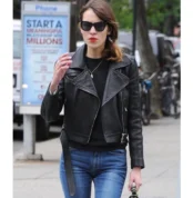 Alexa Chung Black Leather Jacket