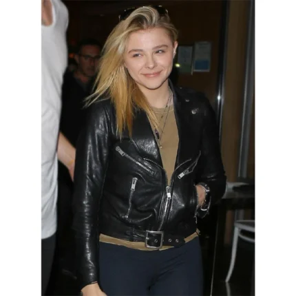 Chloe Grace Moretz Teen Novel Promotion Black Leather Jacket